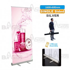 600x1600mm SILVER, Standard Pull Up Banner with Graphic